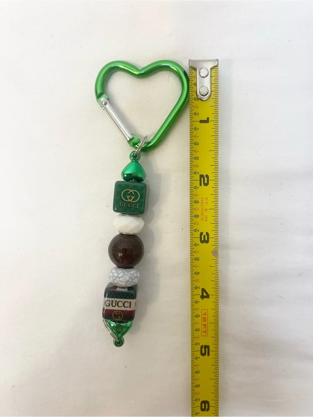 Fashion Gucci Green Beaded Keychain Charm